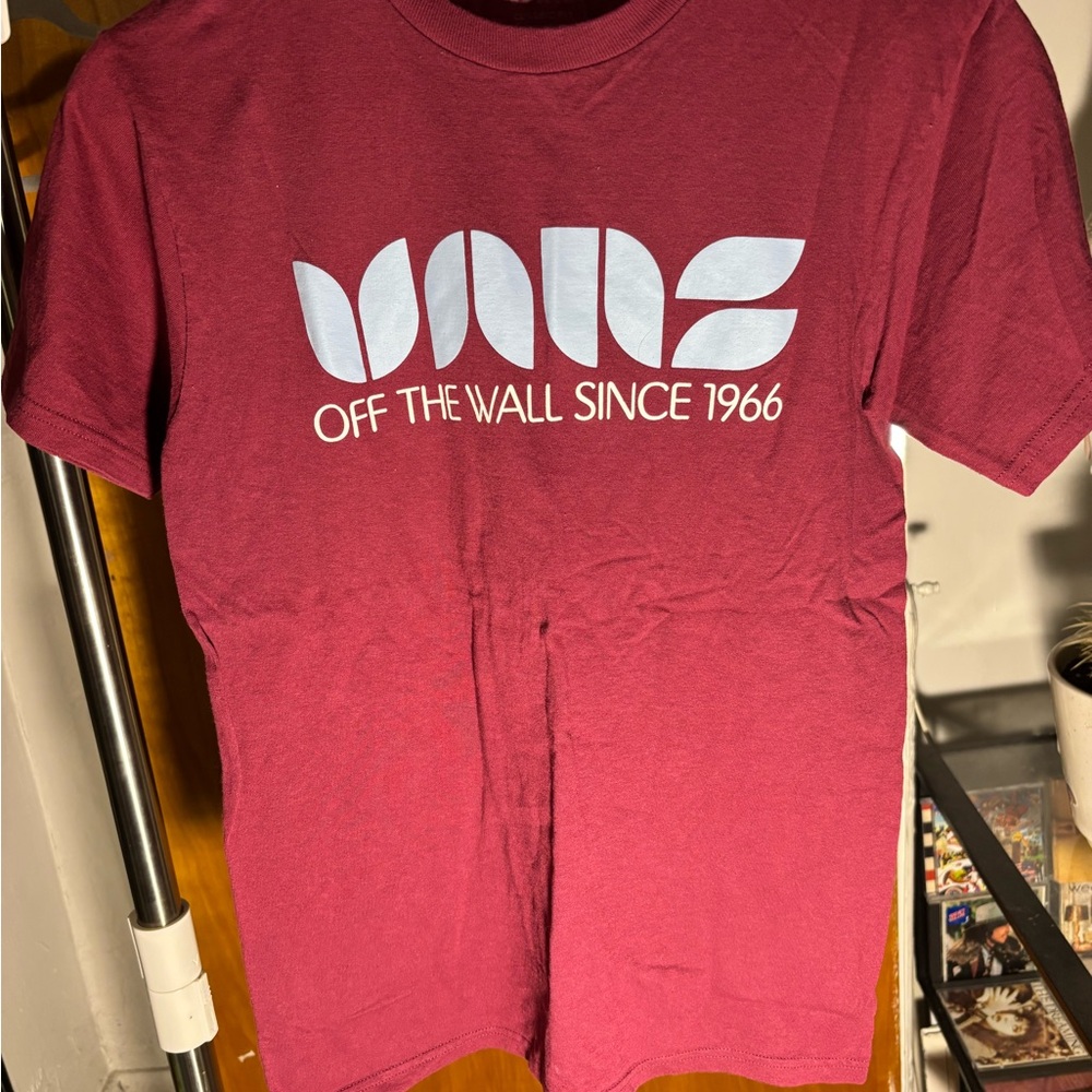 Vans Burgundy Tee with Powder Blue Logo